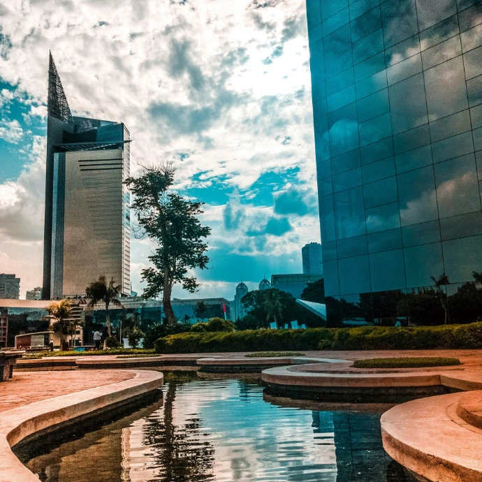 a large building with a tower